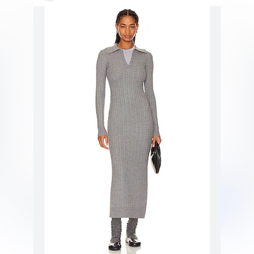 Beverly Hills x Revolve grey midi maxi sweater dress wool blend size XS